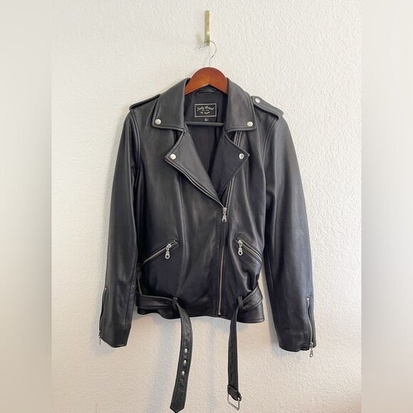 Lucky Brand Moto Biker black leather Jacket, Women’s Size Large - Picture 3 of 7